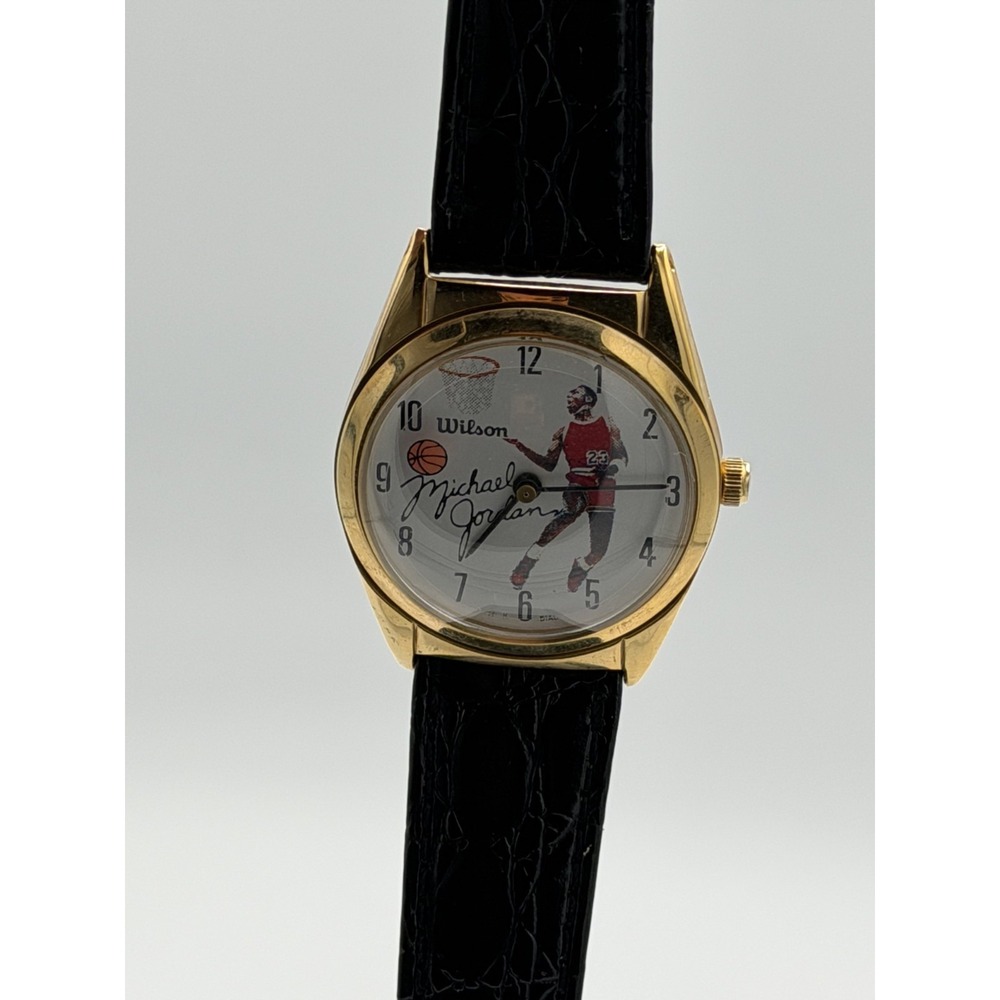 Vintage Wilson Michael Jordan Watch Gold Tone Bulls 1980s Quartz Runs Rare